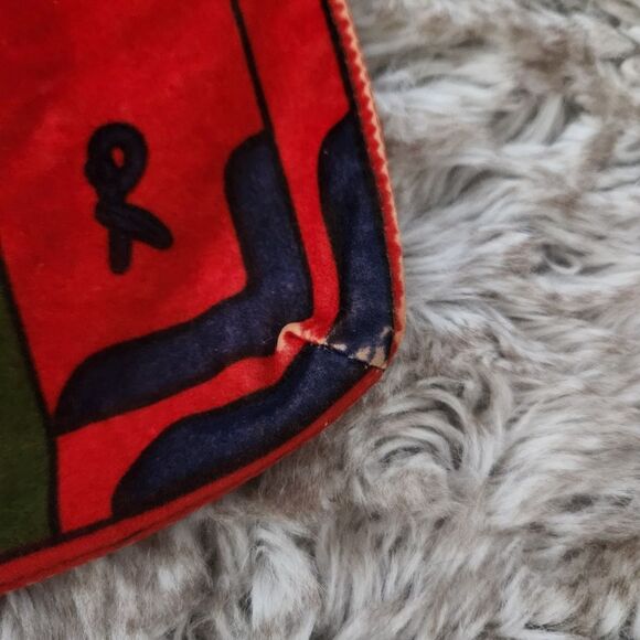 Roberta di Camerino‎ Vintage Velvet Trompe L'oeil Tote Bag Red, Green, and Blue - Picture 3 of 11